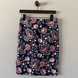 LOFT OUTLET JACQUARD FLORAL PENCIL SKIRT SIZE 4 MULTICOLORED